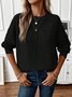 Damen Unifarben Langarm Bequem Lässig Pullover
