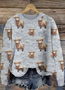 Damen Gestrickt 3d Drucken Langarm Bequem Lässig Pullover