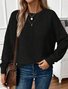 Damen Unifarben Langarm Bequem Lässig Pullover