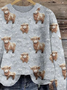 Damen Gestrickt 3d Drucken Langarm Bequem Lässig Pullover