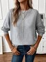Damen Unifarben Langarm Bequem Lässig Pullover