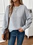 Damen Unifarben Langarm Bequem Lässig Pullover