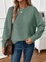 Damen Unifarben Langarm Bequem Lässig Pullover