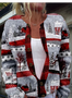 Damen Gestrickt 3d Drucken Langarm Bequem Retro Strickjacke