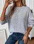 Damen Unifarben Langarm Bequem Lässig Pullover