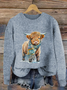 Damen Gestrickt 3d Drucken Langarm Bequem Lässig Pullover
