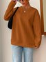 Lässig Rundhals Unifarben Sweatshirt