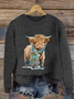 Damen Gestrickt 3d Drucken Langarm Bequem Lässig Pullover