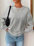 Lässig Rundhals Unifarben Sweatshirt