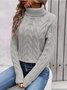 Damen Unifarben Langarm Bequem Lässig Pullover