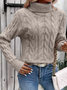 Damen Unifarben Langarm Bequem Lässig Pullover