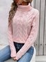Damen Unifarben Langarm Bequem Lässig Pullover