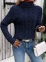 Damen Unifarben Langarm Bequem Lässig Pullover