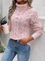 Damen Unifarben Langarm Bequem Lässig Pullover