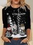Lässig Weihnachten Rundhals Langarm T-Shirt