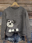 Damen Gestrickt Ahornblatt Langarm Bequem Lässig Pullover