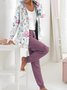 Damen Geometrisch Kapuze Langarm Bequem Lässig Bluse mit Hose Zweiteiliges Set