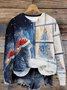 Lässig Rundhals Kariert Sweatshirt
