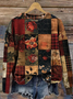 Retro Rundhals Kariert Sweatshirt