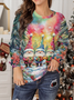 Lässig Rundhals Weihnachten Sweatshirt