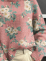 Lässig Rollkragen Geblümt Sweatshirt