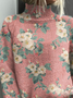 Lässig Rollkragen Geblümt Sweatshirt