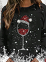 Lässig V-Ausschnitt Weihnachten Sweatshirt