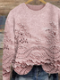 Lässig Rundhals Geblümt Sweatshirt