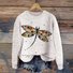 Lässig Rundhals Geblümt Sweatshirt