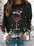 Lässig V-Ausschnitt Weihnachten Sweatshirt