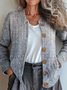 Damen Gestrickt Paisley Langarm Bequem Retro Strickjacke