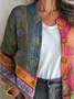 Damen Garn/Wollgarn Geometrisch Langarm Bequem Böhmisch Strickjacke