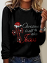 Lässig Weihnachten Rundhals Langarm T-Shirt
