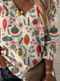Lässig V-Ausschnitt Ethnisch Sweatshirt