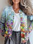 Damen Gestrickt Paisley Langarm Bequem Retro Strickjacke