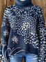 Lässig Rollkragen Geblümt Sweatshirt