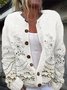 Damen Gestrickt 3d Drucken Langarm Bequem Lässig Strickjacke