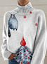 Lässig Rollkragen Katze Sweatshirt