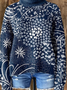 Lässig Rollkragen Geblümt Sweatshirt