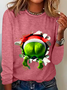 Rundhals Langarm Weihnachten Regelmäßig Mittlere Elastizität Weit Bluse für Damen