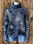 Lässig Rollkragen Geblümt Sweatshirt