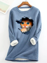 Lässig Rundhals Katze Sweatshirt