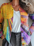 Damen Gestrickt 3d Drucken Langarm Bequem Lässig Strickjacke