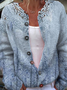 Damen Gestrickt Farbverlauf Langarm Bequem Retro Strickjacke
