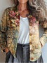 Damen Gestrickt Verlaufsmuster Langarm Bequem Retro Strickjacke