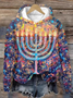 Lässig Kapuze Geometrisch Sweatshirt
