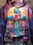 Lässig Kapuze Geometrisch Sweatshirt