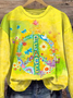Lässig Rundhals Geblümt Sweatshirt
