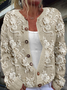 Damen Gestrickt 3d Drucken Langarm Bequem Retro Strickjacke