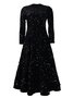 Damen Geometrisch Frühling/Herbst Kleid Rundhals Langarm A-Linien-Kleid